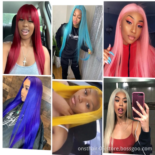 Onst Cosplay Synthetic Wig 38inches Long Straight High Temperature Fiber Hair Pink Blue Black Color None Lace Wigs Short